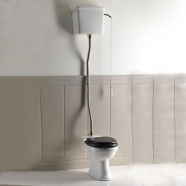 Devon&Devon Rose Унитаз 66x35,5cм, с высокой трубой, сиденье из массива дуба, фурнитура золото