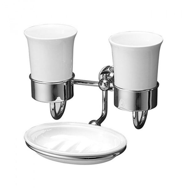 Devon&Devon First Class Мыльница и два стакана, подвесные, цвет: хром/белый