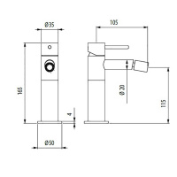 Bossini Inox Однорычажный Смеситель для биде на 1 отв., из нержавеющей стали без донного клапана, цвет: глянцевая сталь