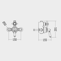 Devon&Devon Термостат наружного монтажа, для душевой для стойки, с белой ручкой, цвет: никель