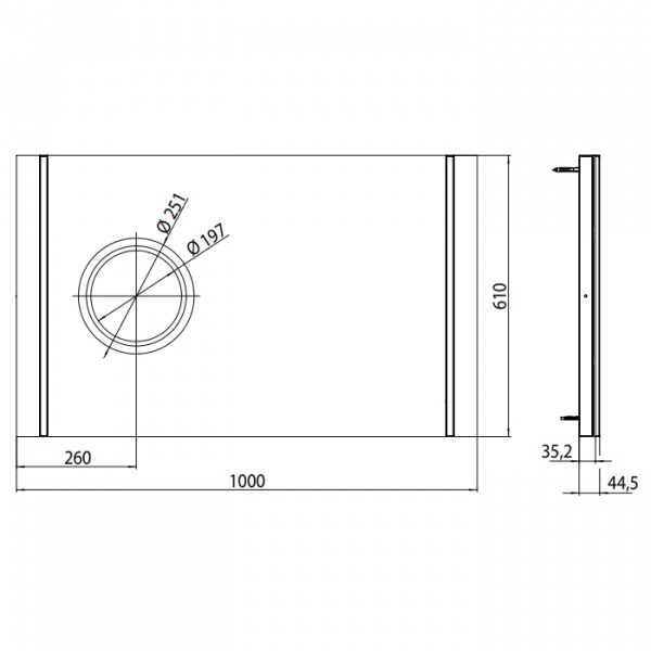 EMCO Зеркало со LED подсветкой, B100xH61см