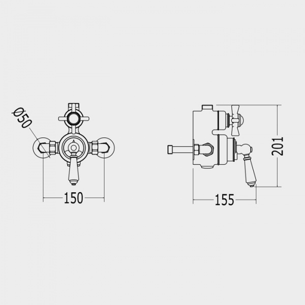 Devon&Devon Термостат наружного монтажа, для душевой для стойки, с белой ручкой, цвет: никель