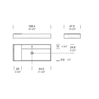 NOORTH milldue edition Раковина 108.4х47.2х12 см, 1 отв., накладная, цвет: белый