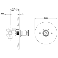 Nicolazzi Termostatico Встраиваемый смеситель, 3/4” с запорным вентилем, 4914CR44, цвет: хром