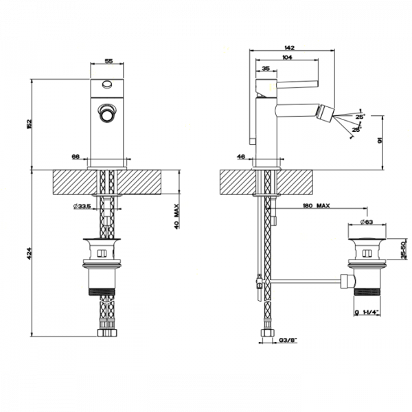 Gessi Ovale Смеситель для биде на 1 отверстие, с донным клапаном, цвет: хром