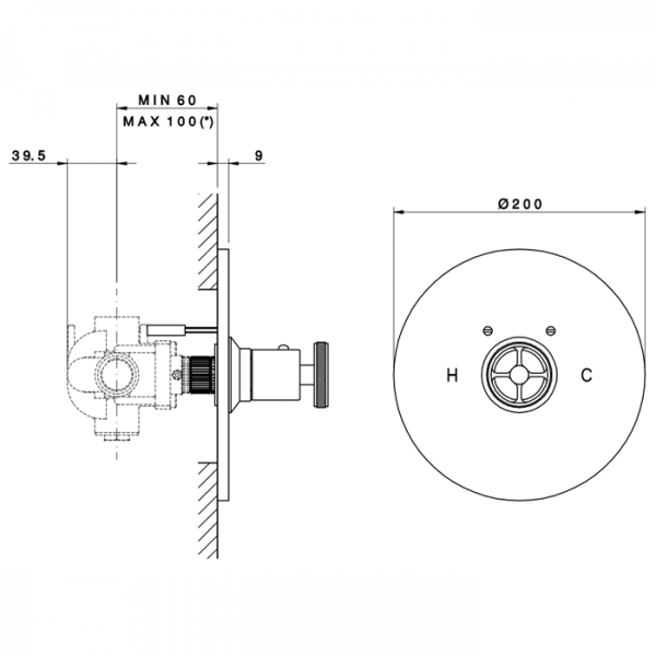 Nicolazzi Termostatico Встраиваемый смеситель, 3/4” с запорным вентилем, 4914CR44, цвет: хром