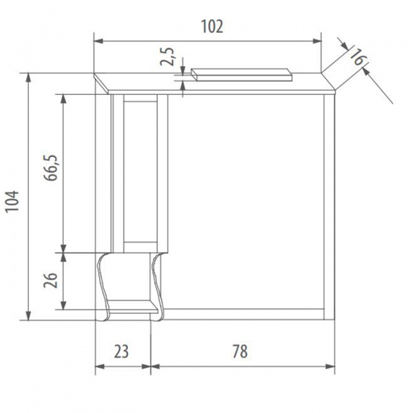 EBAN Singolo SX Зеркало 104х102см, в раме со шкафчиком левым, цвет: pergamon