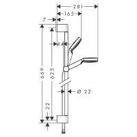 Hansgrohe Crometta Vario Unica Душевой набор: штанга 650mm, ручной душ, 1jet (Rain), шланг, цвет: белый/хром