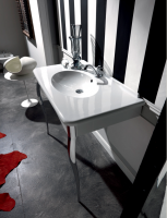 Kerasan Retro Консоль-раковина белая 100х55см, с 3 отв под смеситель, с ножками cromo.