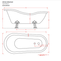 Artceram HERMITAGE Ванна отдельностоящая, 170x80x72см., на лапах, со слив-переливом и сифоном в компл. цвет: ванны белый, ножки хром