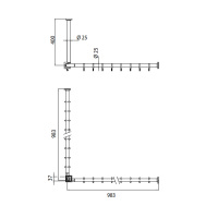 EMCO System2 Угловая штанга для душевой занавески 1000мм, подвесной, цвет: хром