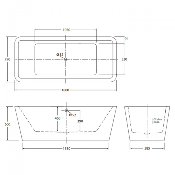 Azzurra Build Ванна отдельностоящая овальная из акрила 180х80х60см, цвет: белый
