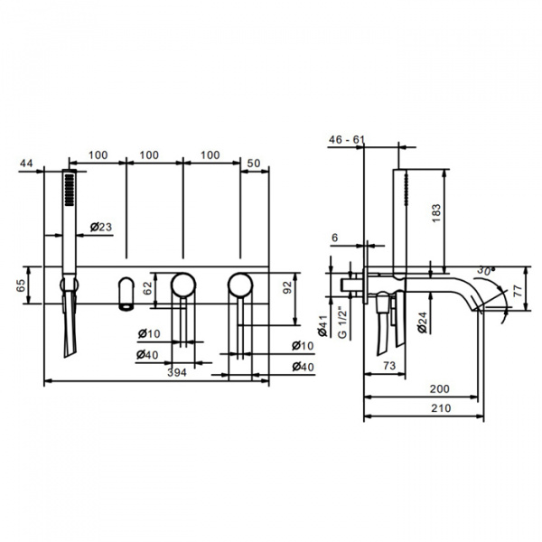 Fantini Nostromo Смеситель для ванны, встраиваемый, цвет: нержавеющая сталь