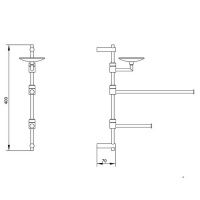 Стойка с аксессуарами 40см., подвесная Bongio T Mix, цвет: золото 24к.
