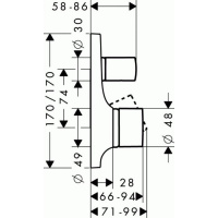 AXOR Massaud, Смеситель для ванны,однорычажный, СМ, внешняя часть, цвет: хром