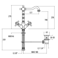 Gattoni Vivaldi Смеситель для раковины с высоким поворотным изливом 198мм, с донным клапаном, цвет: хром