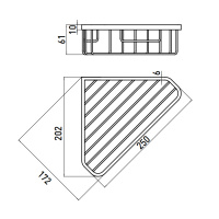 EMCO System2 Полочка-решетка угловая, 202x202x61мм, подвесной, цвет: хром