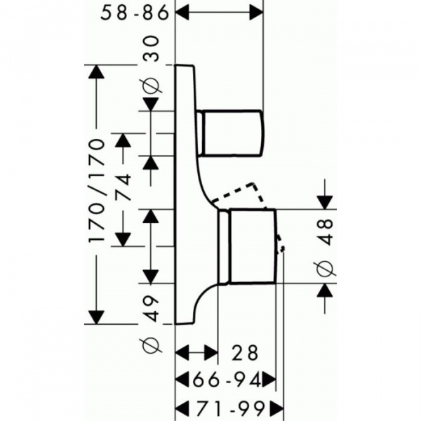 AXOR Massaud, Смеситель для ванны,однорычажный, СМ, внешняя часть, цвет: хром
