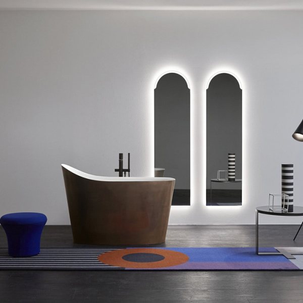 Antonio Lupi Mastello Ванна отдельностоящая 135х75х87см, с нажимным донным клапаном, сифоном и гибким шлангом, Flumood