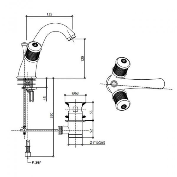 Bongio Impero Смеситель для раковины, цвет: хром/Swarovski