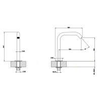 Gessi 316 Отдельно стоящий излив. Н: 162мм, цвет: шлифованная сталь