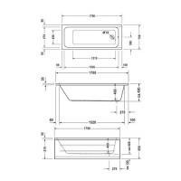 Ванна акриловая Duravit (Дуравит), 170х70 прямоугольная, встраиваемая
