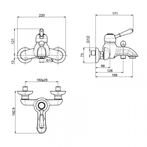 Carlo Frattini Bell, Смеситель на ванну, цвет: Хром