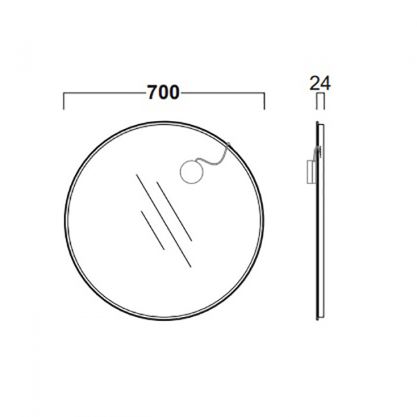 Simas Frame Зеркало круглое с металлической структурой 70 см