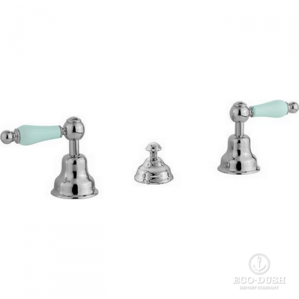 CISAL Arcana Toscana Смеситель для биде на 3 отверстия без излива, с донным клапаном, цвет: хром/белый