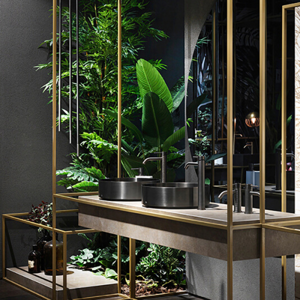 Gessi 316 Раковина 40 см, без отв., для установки на столешницу, без перелива, нержавеющая сталь, цвет: Black metal brushed PVD