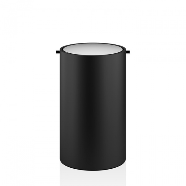 Decor Walther Black Stone BEMD Корзина для бумаги 30x18.5см, с крышкой, настольная, цвет: черный матовый / сталь матовая