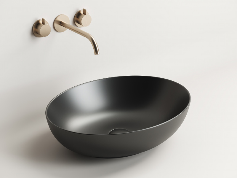 Умывальник чаша накладная овальная (цвет Чёрный Матовый) Element 520*395*130мм Ceramica Nova чёрный матовый CN6017MB