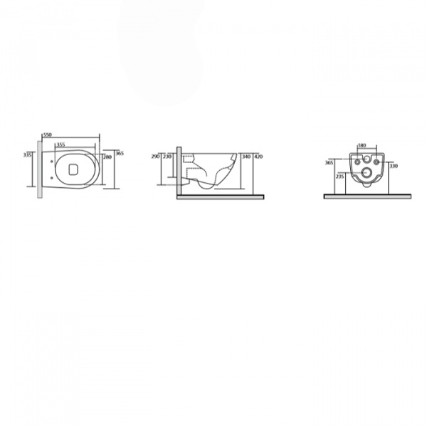 Kerasan Aquatech Унитаз подвесной,безободковый,55х36.5см, цвет: белый