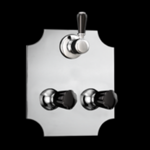 Devon&Devon Black Morris Смеситель для душа настенный на пластине с распределителем, цвет: хром/черные