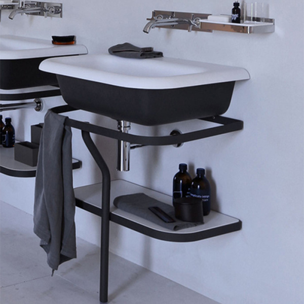 Agape Ottocento Раковина на стальной структуре 70x50x19.6 см, без отв., цвет: белый/темно-серый