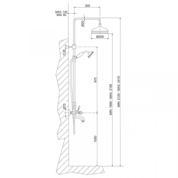 Carlo Frattini Elizabeth Chic Смеситель с душевой стойкой, верхним душем и душевым комплектом, ручки Swarovski, цвет: хром