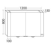 Burgbad RL40 Зеркальный шкаф 120х15х80см., 2 зерк. дверь с обоих сторон, 4 стеклянные полки,подсветка, Smart-Home-System, 2 розетки