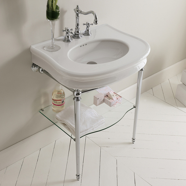 3SC Consollee Консоль Florian 90х54хh86см, с раковиной LA12, сифоном и стекл.полочкой, цвет: хром