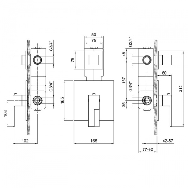 Fantini AR/38 Смеситель для душа, встраиваемый, термостатический, 3/4&quot, цвет: хром