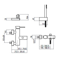 Gattoni Logos Смеситель для ванны с ручной лейкой, излив 195мм, хром
