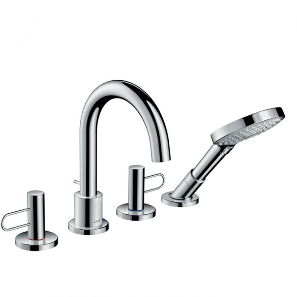 Axor Uno Смеситель на борт ванны, на 4 отв., с рукоятками-петлями, с ручным душем, внешняя часть, цвет: хром