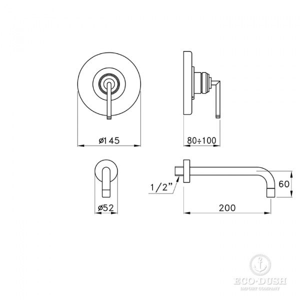 Stella Titian Встраиваемый смеситель для раковины 3863MC P.V., цвет: хром
