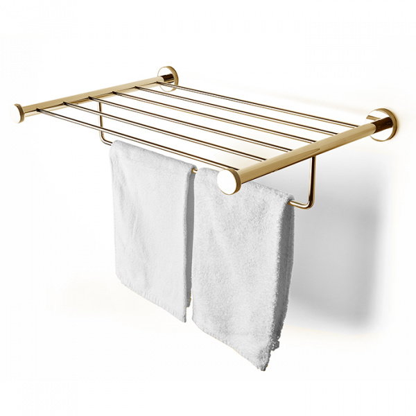 3SC Ribbon Полочка-решетка 50х35хh10см, с полотенцедержателем, цвет: золото 24к. Lucido