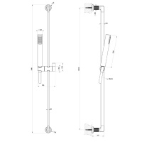 Gessi Inciso Shower Штанга в комплекте с душевой лейкой с защитой отизвесткового налёта, шланг 1,50 м, цвет: black XL