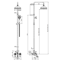 Carlo Frattini Herend Душевая стойка для ванны, в комплекте: смеситель, стойка, шланг 1500мм., ручной душ, верхний душ, цвет: бронза