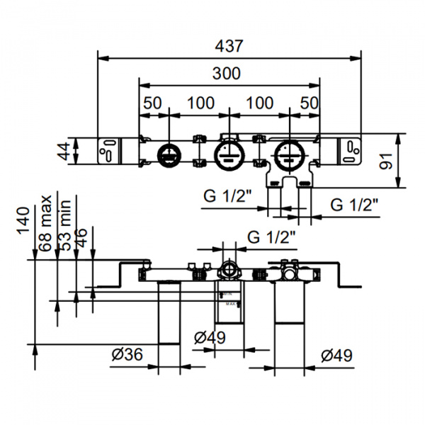 Fantini Внутренняя часть смесителя для душа, переключатель на 2 источника, 1/2&quot