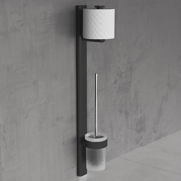 Novellini Giada Стойка с держателем т/б и ершиком, подвесной, цвет: черный матовый