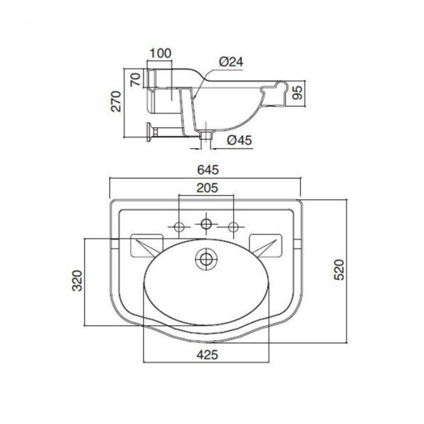 Sbordoni Palladio Раковина 64.5х52х69 см, 1 отв., цвет: белый
