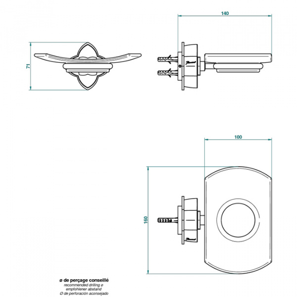 THG Pétale de cristal bleu Мыльница стеклянная, подвесная, цвет: хром/синий хрусталь