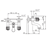 Nicolazzi Onice Смеситель для ванны, излив: 155 мм, цвет: хром